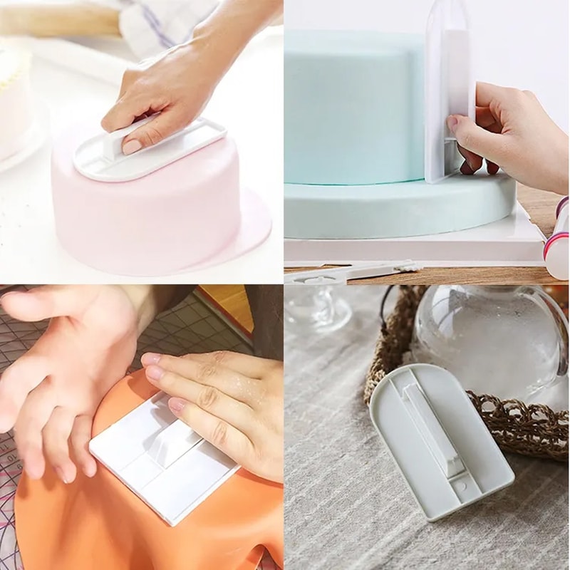 Plastic Cake Smoother Tool for Fondant & Icing – Professional Baking Spatula Scraper & Polisher