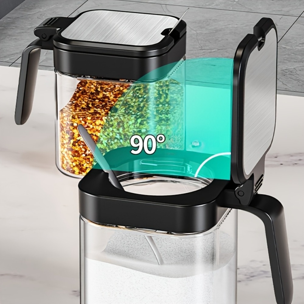 Glass Spice Jars With Spoon Set Spice Storage Jars Seasoning Organizer For Spice Rack Glass Storag 3