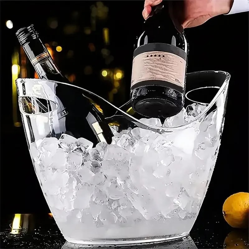 Clear Ice Bucket For Wine And Champagne Large Beverage Tub With Handle Perfect For Bar And Family 0