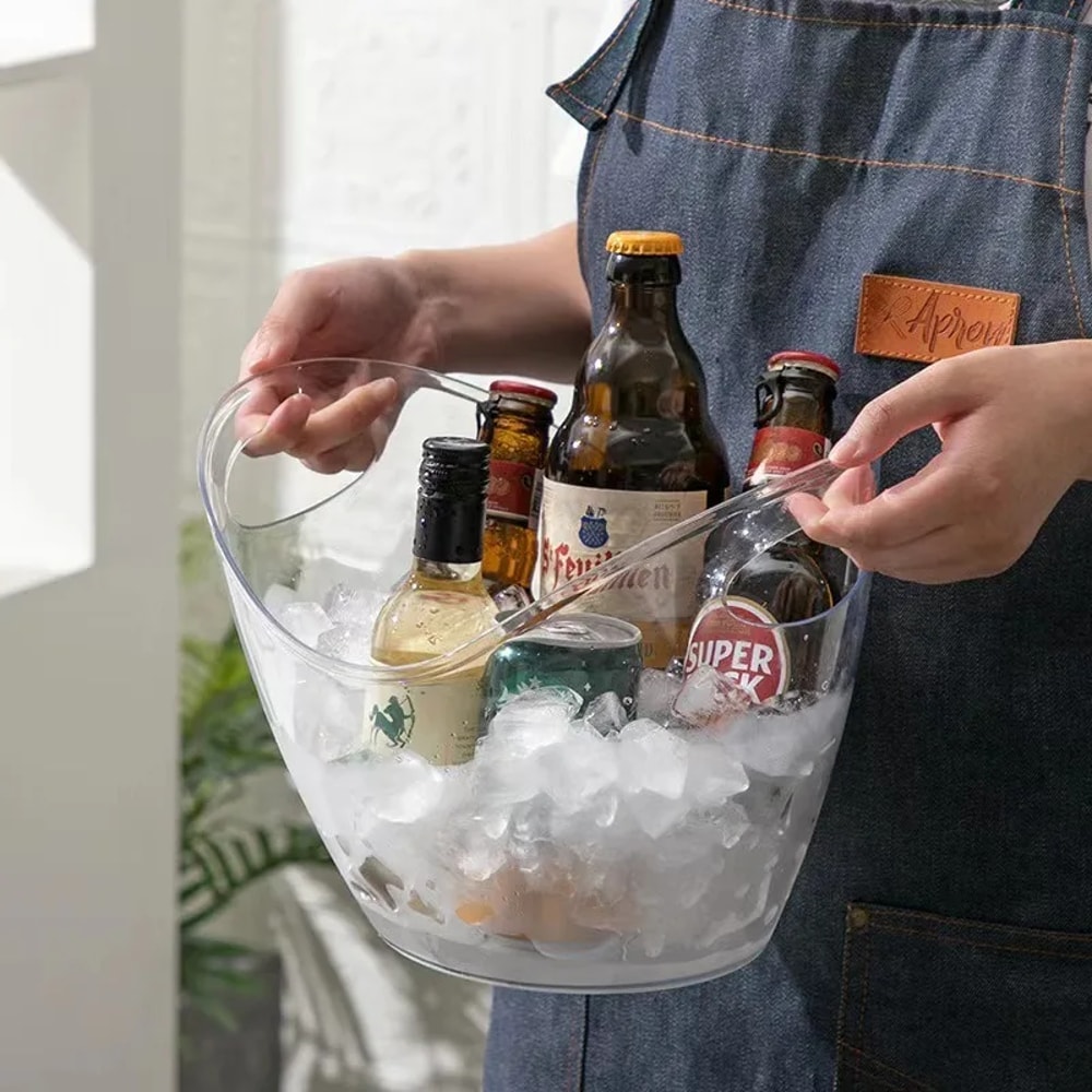 Clear Ice Bucket For Wine And Champagne Large Beverage Tub With Handle Perfect For Bar And Family 3