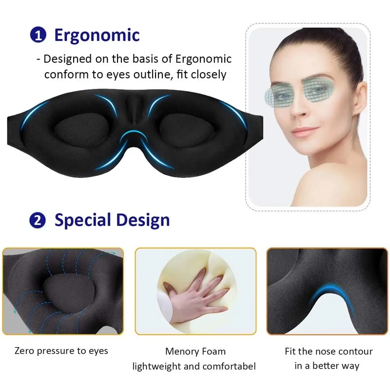 Adjustable Soft Padded Sleep Mask Block Out Light For Ultimate Comfort 2
