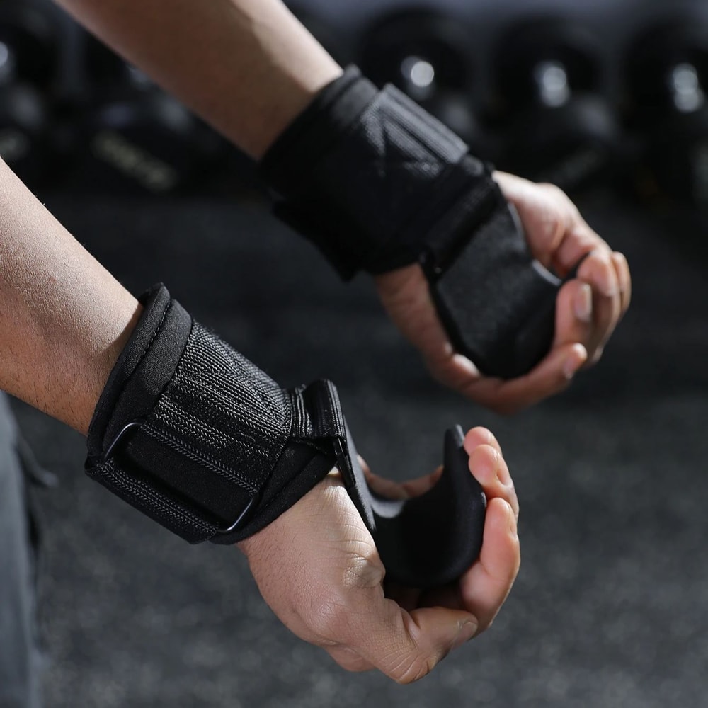 Heavy Duty Weightlifting Hooks With Neoprene Padded Wrist Straps For Deadlifts Pullups Steel Grip 2