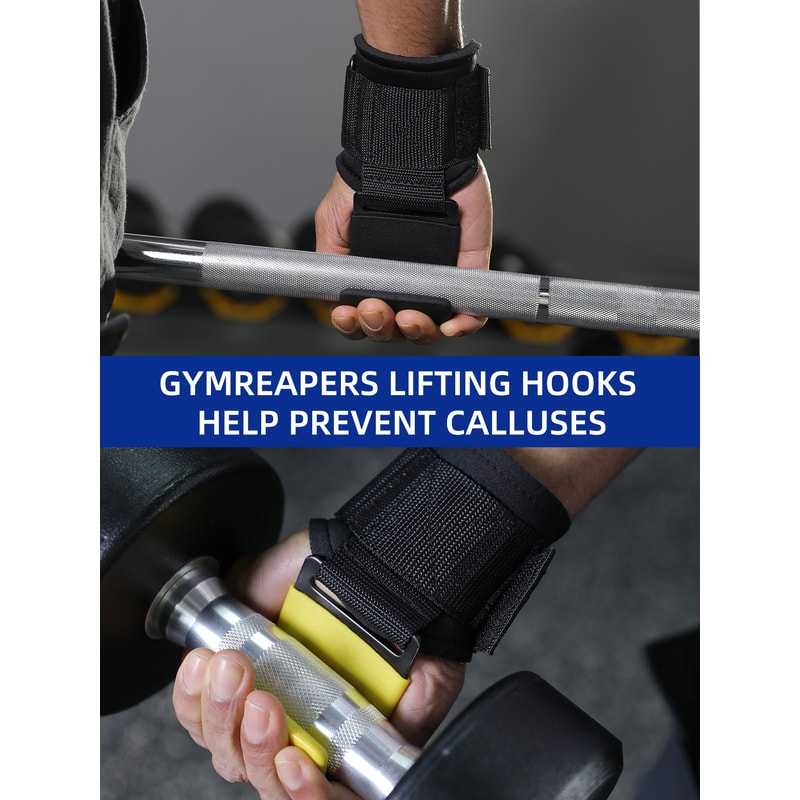 Heavy Duty Weightlifting Hooks With Neoprene Padded Wrist Straps For Deadlifts Pullups Steel Grip 4