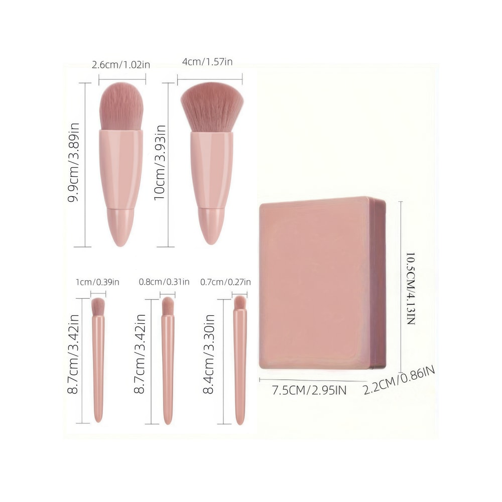Pink Makeup Brush Set Professional Synthetic Hair Brushes For Flawless Application Portable Crue 4