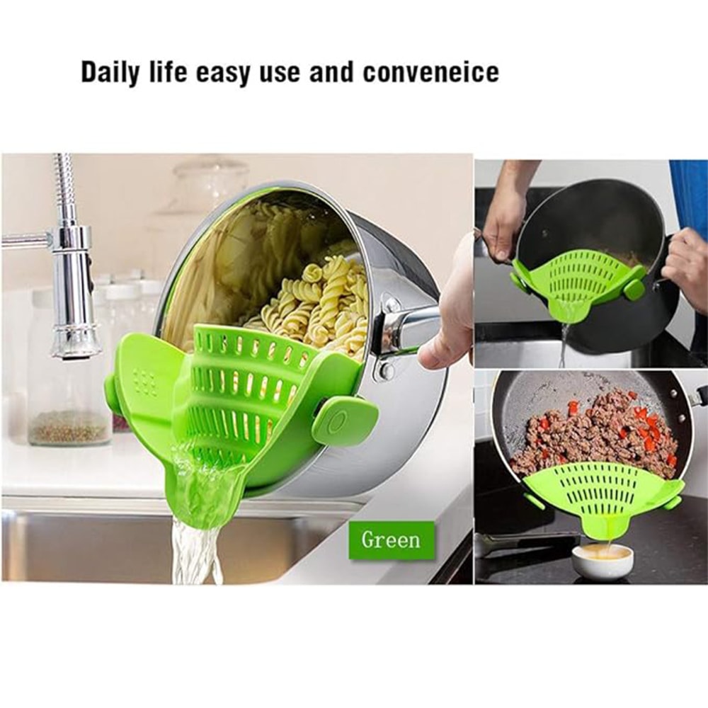 Adjustable Silicone ClipOn Strainer For Pots Pans And Bowls Handheld Drainer For Noodles And Pasta 7