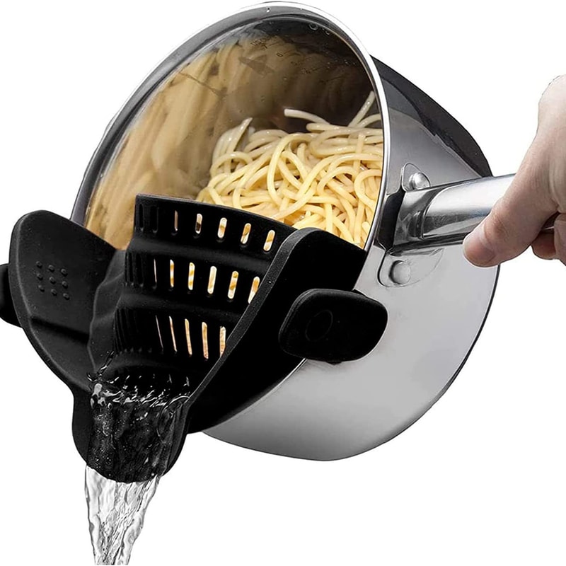 Adjustable Silicone ClipOn Strainer For Pots Pans And Bowls Handheld Drainer For Noodles And Pasta 2