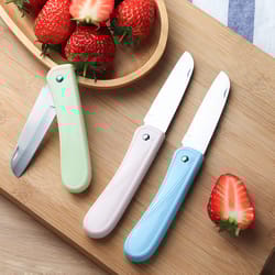 folding fruit knife – portable paring knife set for home & travel, stainless steel food peeler gift