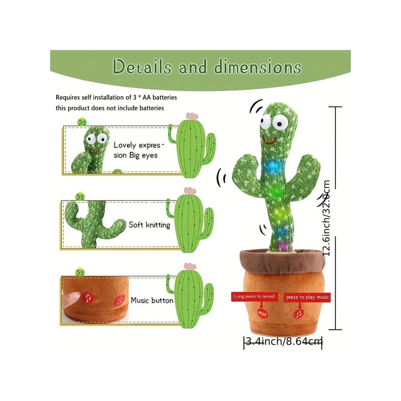 Dancing Talking Cactus Toy For Babies Mimicking Singing And Dancing Plush Toy For Kids 2