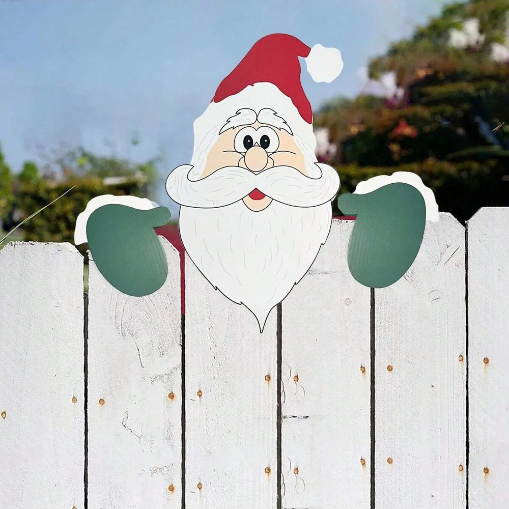 Santa Claus Peeker Yard Ornament Christmas Fence Ornaments For Indoor Outdoor Holiday Decor 3