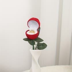 simulated rose engagement ring box – romantic proposal and wedding gift
