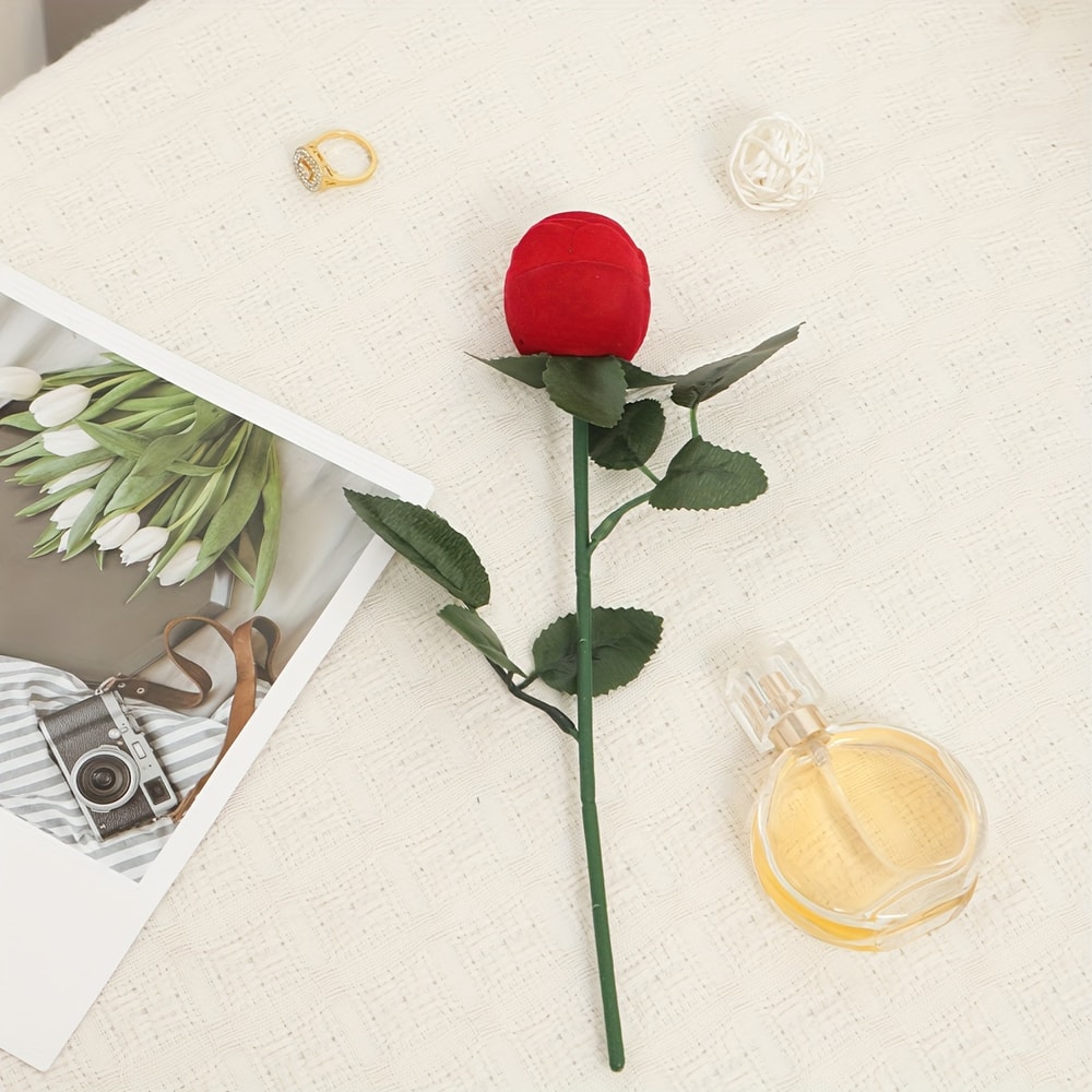 Simulated Rose Engagement Ring Box Romantic Proposal And Wedding Gift 5