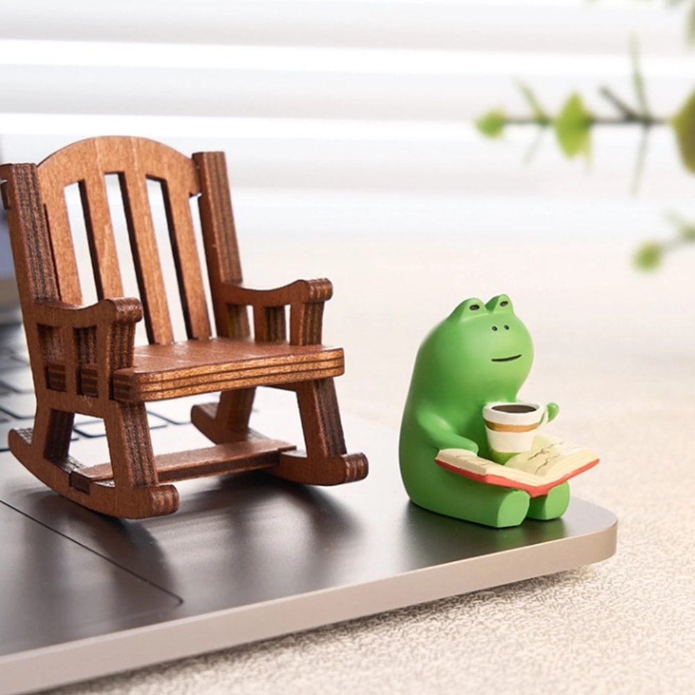 Cute Frog Rocker Chair Healing Small Decoration For Office Desk And Car Center Console 0
