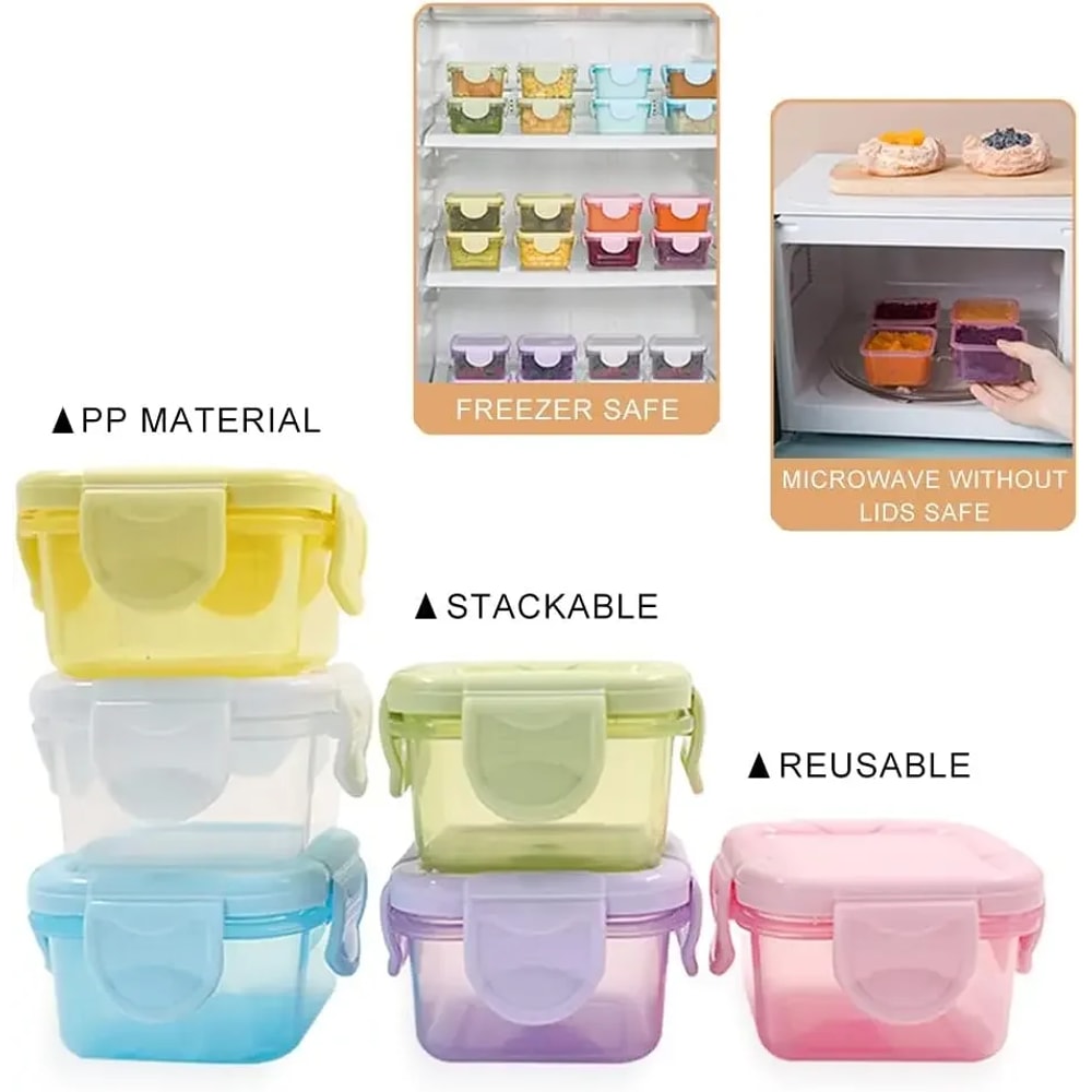Mini Food Storage Containers With Leakproof Lids Airtight Condiment Freezer Storage 2