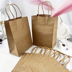 solid color gift bags with handles – eco-friendly kraft paper bags for gifts, weddings, and candy packaging
