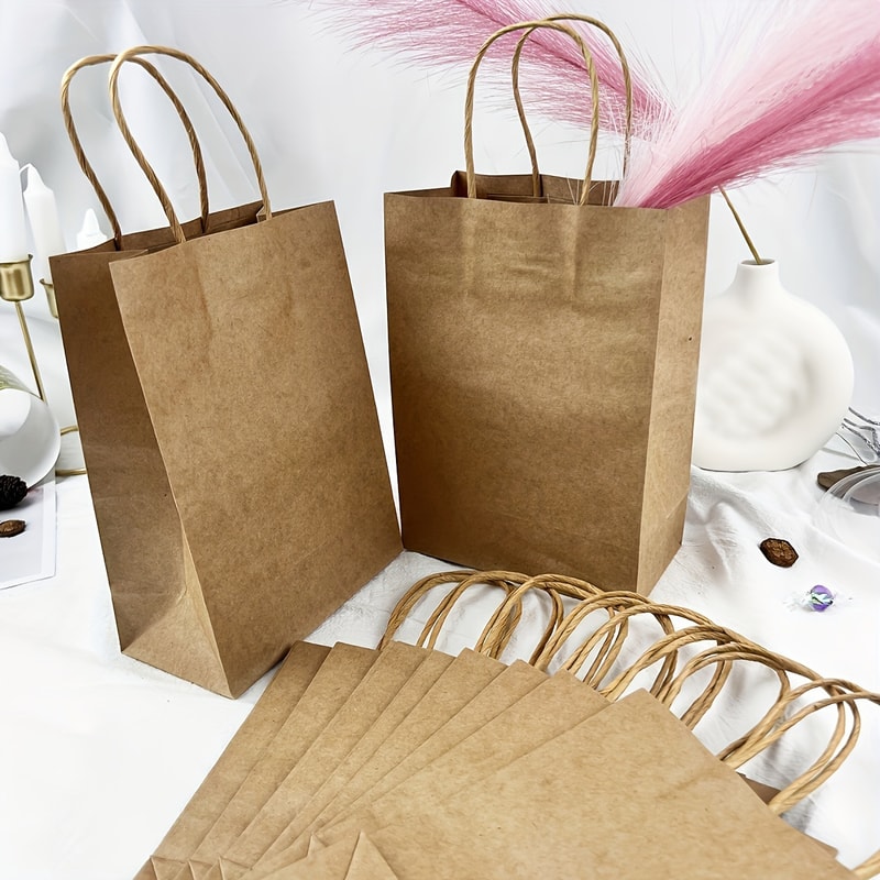 Solid Color Gift Bags With Handles EcoFriendly Kraft Paper Bags For Gifts Weddings And Candy Packa 0