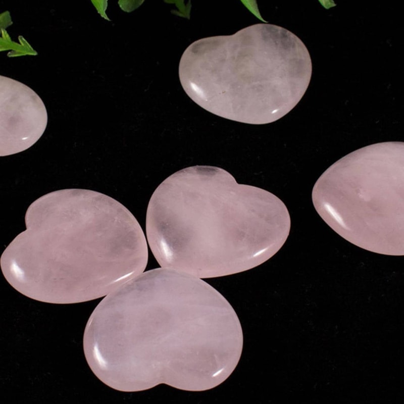 Rose Quartz Heart Polished Crystal Stones Perfect Valentine Gift For Women 0