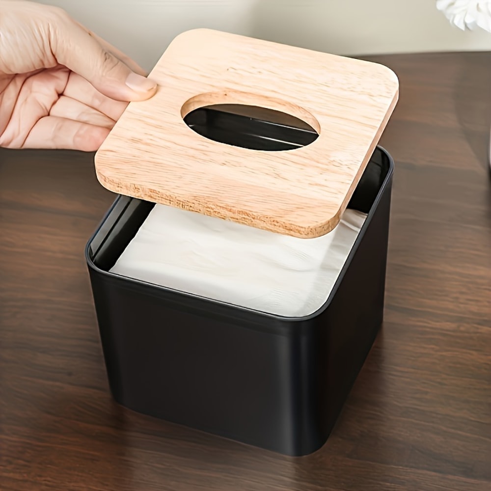 Nordic Style Tissue Box With Wooden Cover Modern Tissue Storage For Home And Restaurants 1