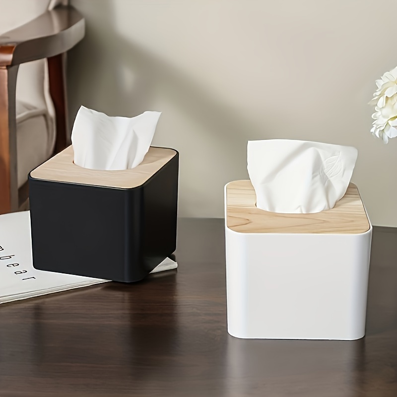 Nordic Style Tissue Box With Wooden Cover Modern Tissue Storage For Home And Restaurants 0