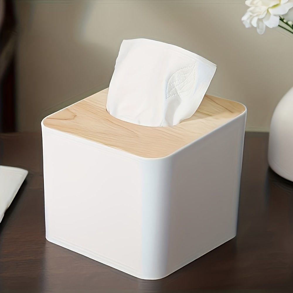 Nordic Style Tissue Box With Wooden Cover Modern Tissue Storage For Home And Restaurants 3