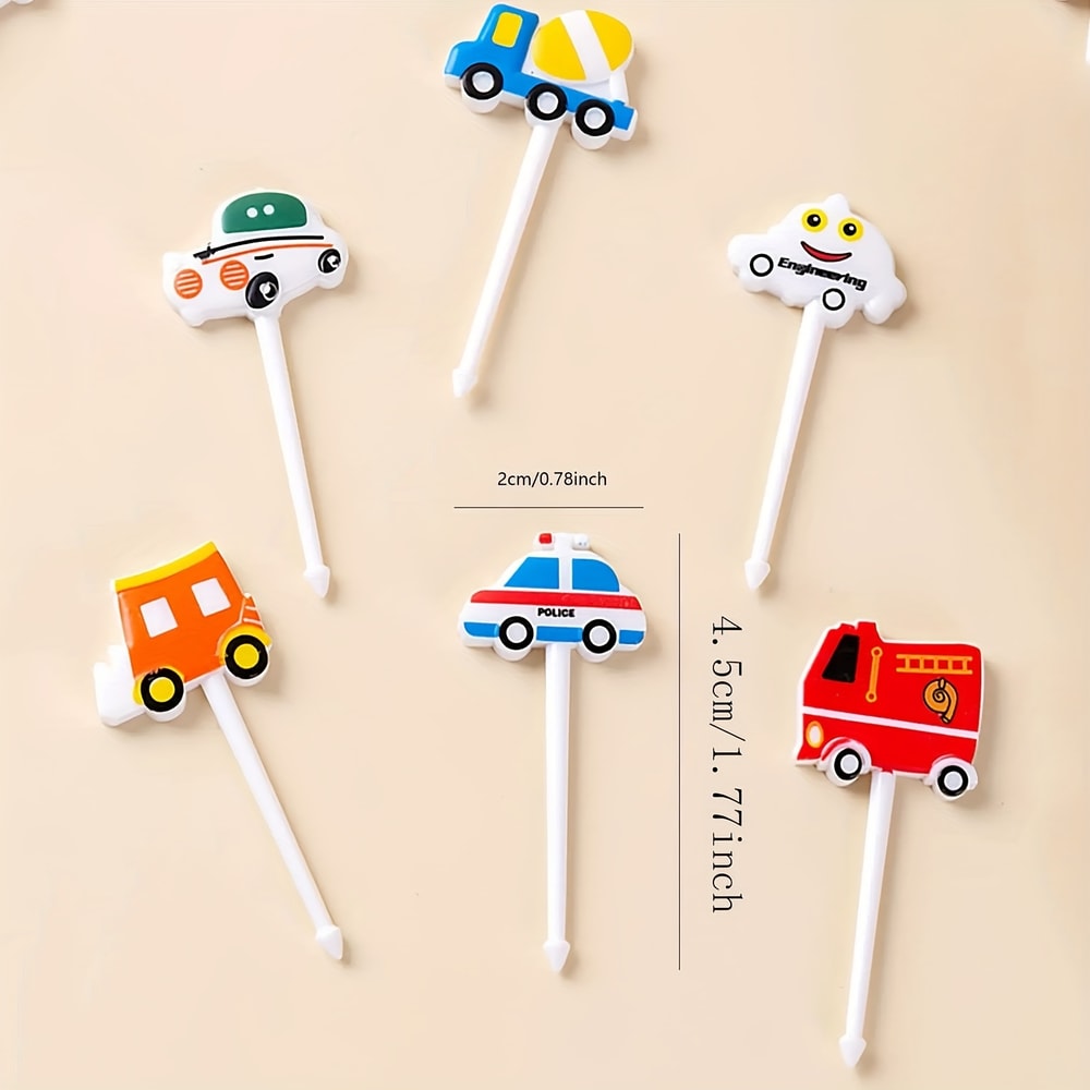 Car Castle Cute Cartoon Toddler Food Picks Fruit Forks For Kids 2