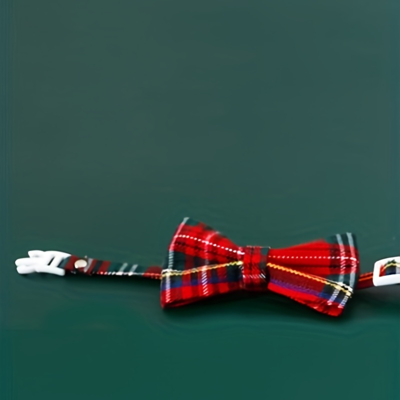 Cute Plaid Christmas Cat Collar With Bow Tie And Bell Adjustable Elastic Pet Collar For Dogs And C 3