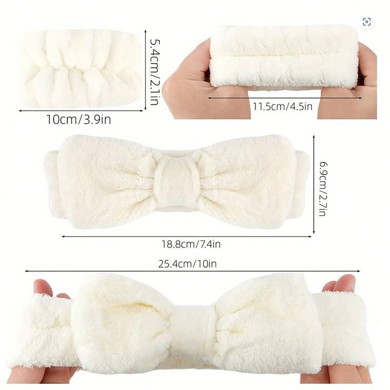 Coral Fleece Makeup Headband And Wrist Washband Set High Elastic Facial Hair Band Wrist Bands 2