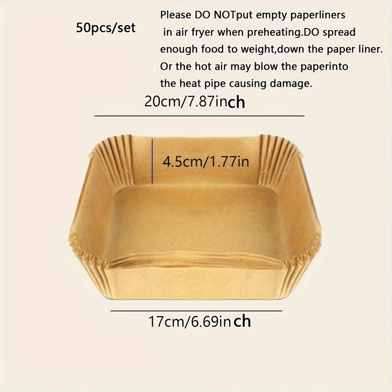 NonStick Air Fryer Disposable Paper Liners Square Round OilProof Mat For Air Fryers Ovens Reusa 3