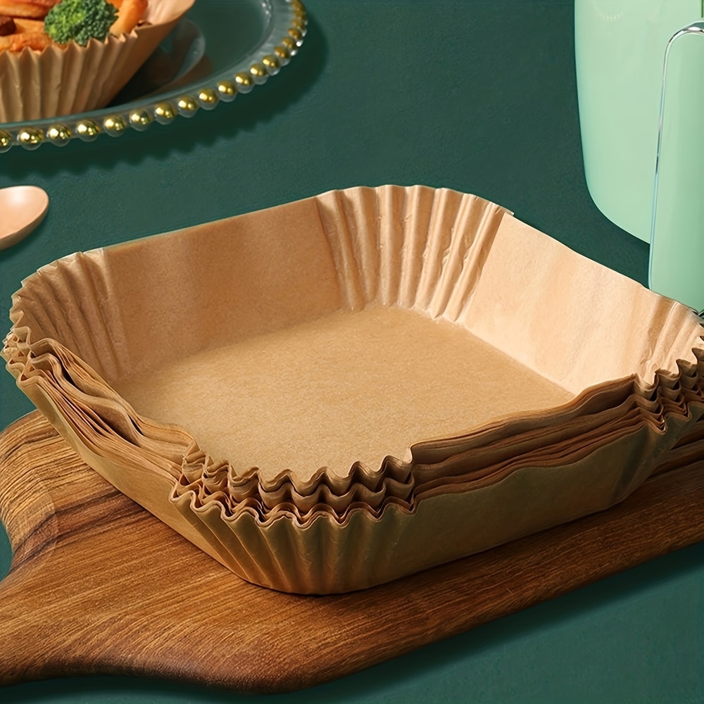 NonStick Air Fryer Disposable Paper Liners Square Round OilProof Mat For Air Fryers Ovens Reusa 4