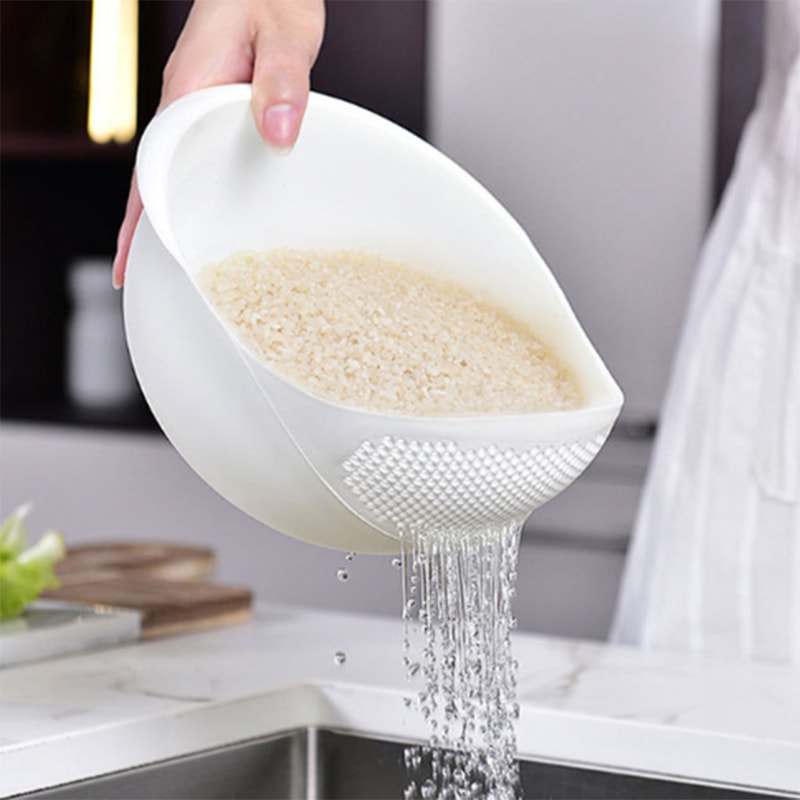 Silicone Colander With Handle MultiPurpose Rice Fruit Washing Drain Basket For Kitchen Organizati 0