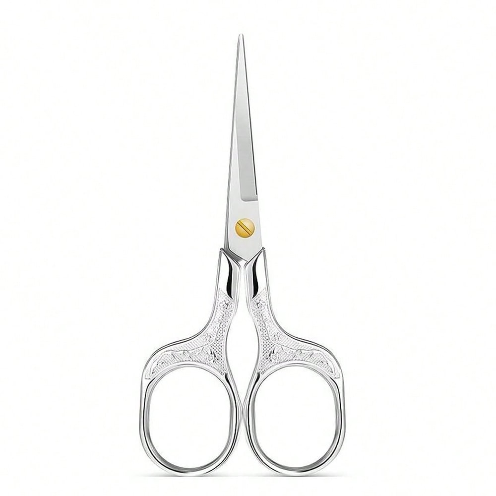 Vintage Stainless Steel Embroidered Scissors Elegant Flower Design For Office And Crafting 6