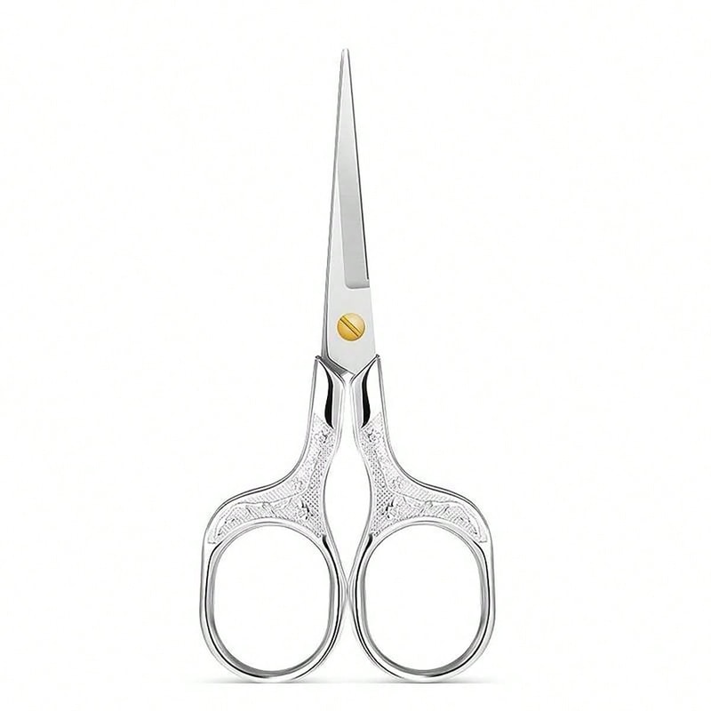 Vintage Stainless Steel Embroidered Scissors Elegant Flower Design For Office And Crafting 6