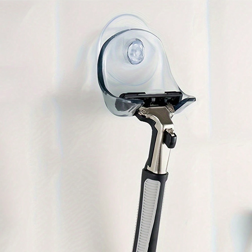 WallMounted Shaver Holder With Suction Cup SpaceSaving Bathroom Razor Storage 1