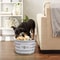 Foldable Striped Pet Toy Basket with Woven Rope Handle, Durable Dog Toy Storage Box