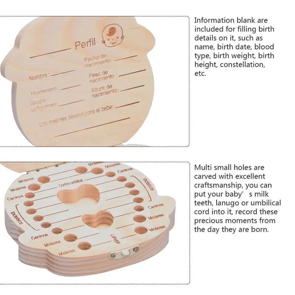 Wooden Baby Tooth Box Organizer Keepsake Storage For Kid Milk Teeth Perfect Gift For Boys Girls 2