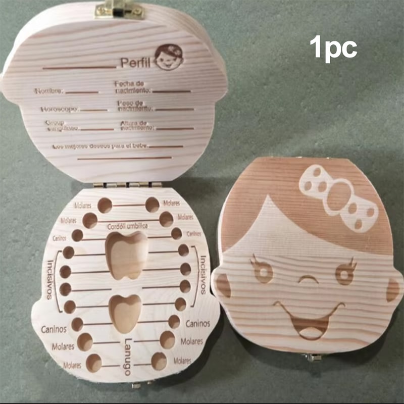 Wooden Baby Tooth Box Organizer Keepsake Storage For Kid Milk Teeth Perfect Gift For Boys Girls 5