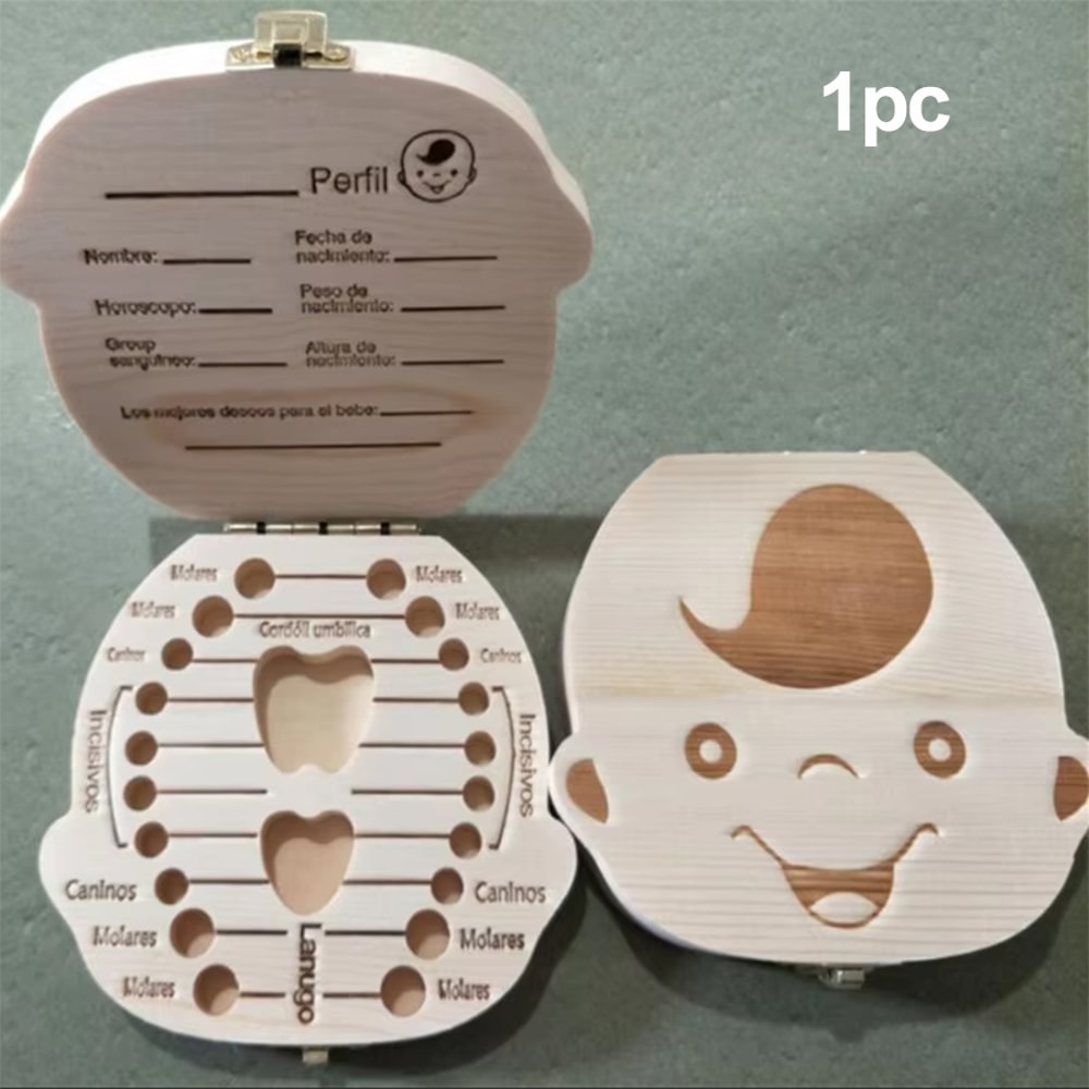 Wooden Baby Tooth Box Organizer Keepsake Storage For Kid Milk Teeth Perfect Gift For Boys Girls 6