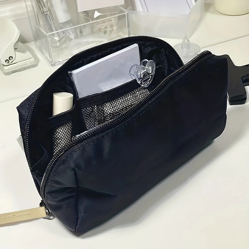 Simple Black Canvas Pencil Case Large Capacity Stationery Storage Bag For School Students 2