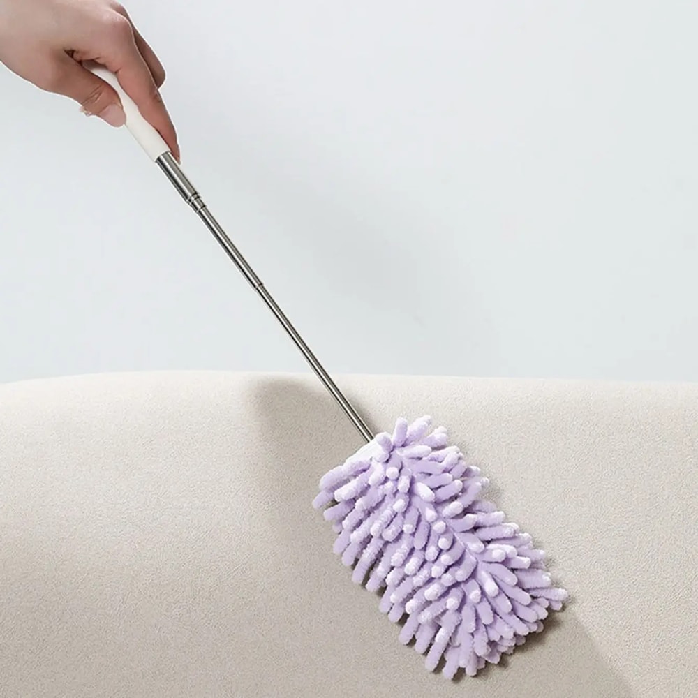 Telescopic Microfiber Dust Brush Stainless Steel Handle For Easy Ceiling Cleaning 5