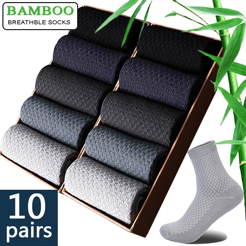 Mens Bamboo Fiber Compression Socks Long Black Business Casual Dress Socks For Comfort Style 2