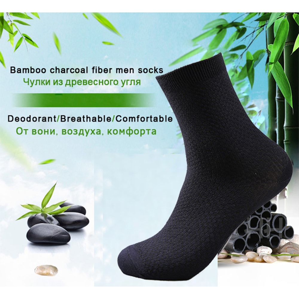 Mens Bamboo Fiber Compression Socks Long Black Business Casual Dress Socks For Comfort Style 4