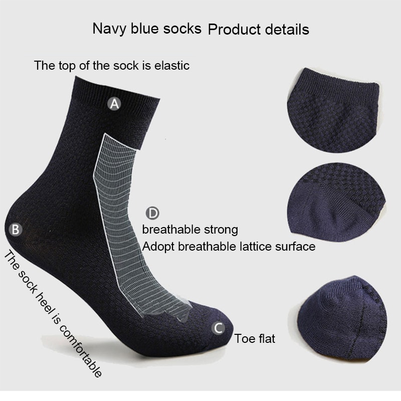 Mens Bamboo Fiber Compression Socks Long Black Business Casual Dress Socks For Comfort Style 1