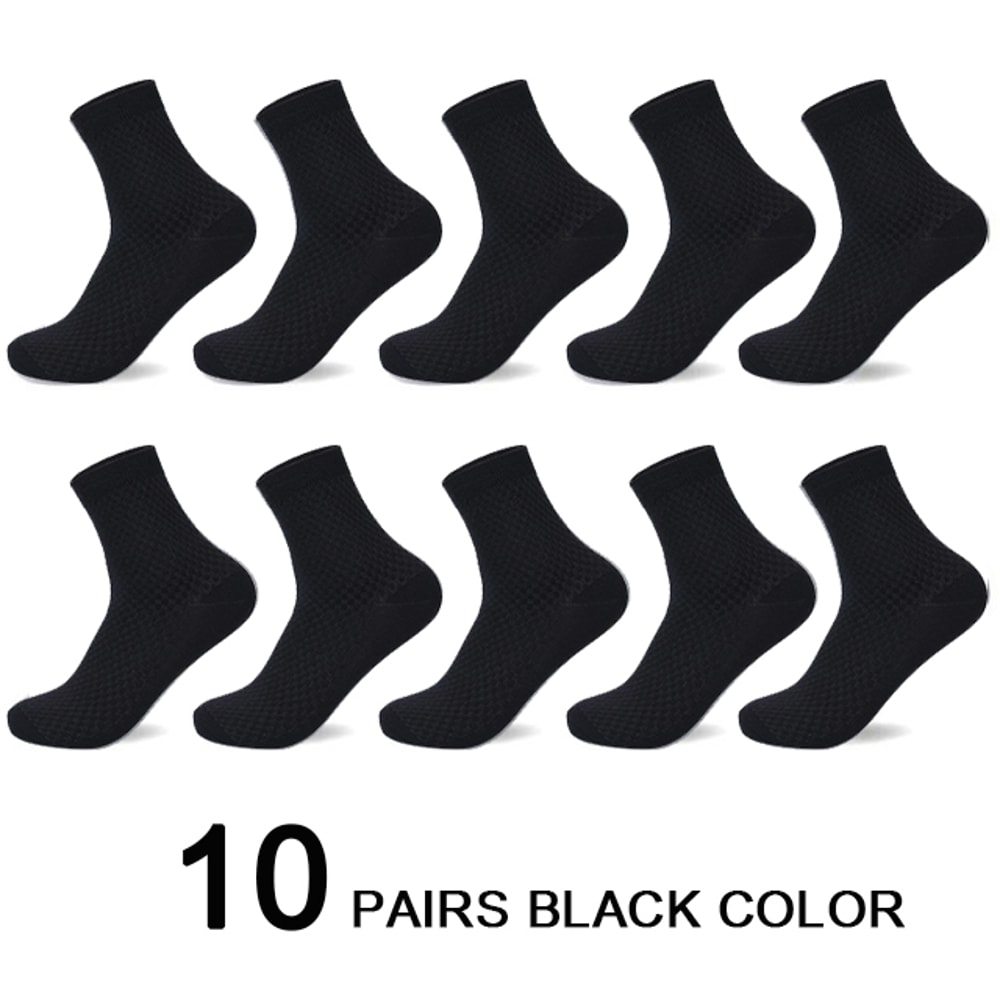 Mens Bamboo Fiber Compression Socks Long Black Business Casual Dress Socks For Comfort Style 6