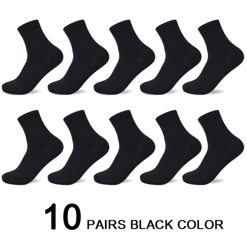 Mens Bamboo Fiber Compression Socks Long Black Business Casual Dress Socks For Comfort Style 6