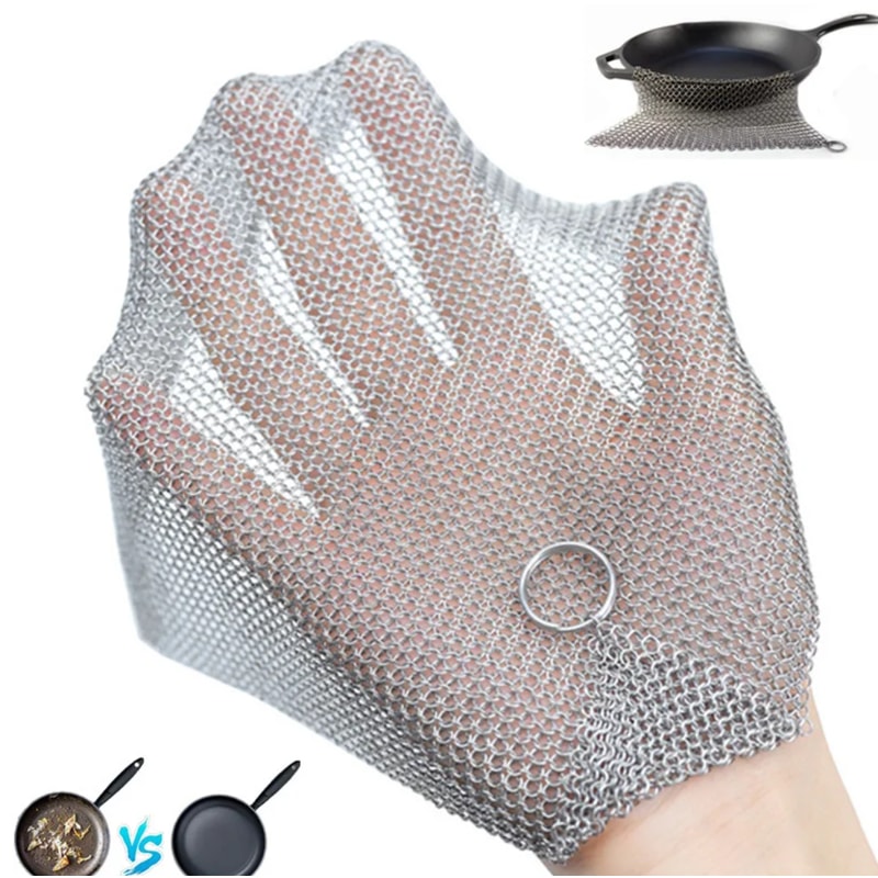 Cast Iron Cleaner Durable Stainless Steel Scrubber For Kitchen Pots Pans And Microwave Cleaning 3