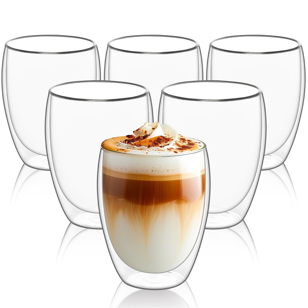 Double Wall Glass Espresso Cups Set Thermal Glass Coffee Cups Clear Insulated Coffee Mugs 2