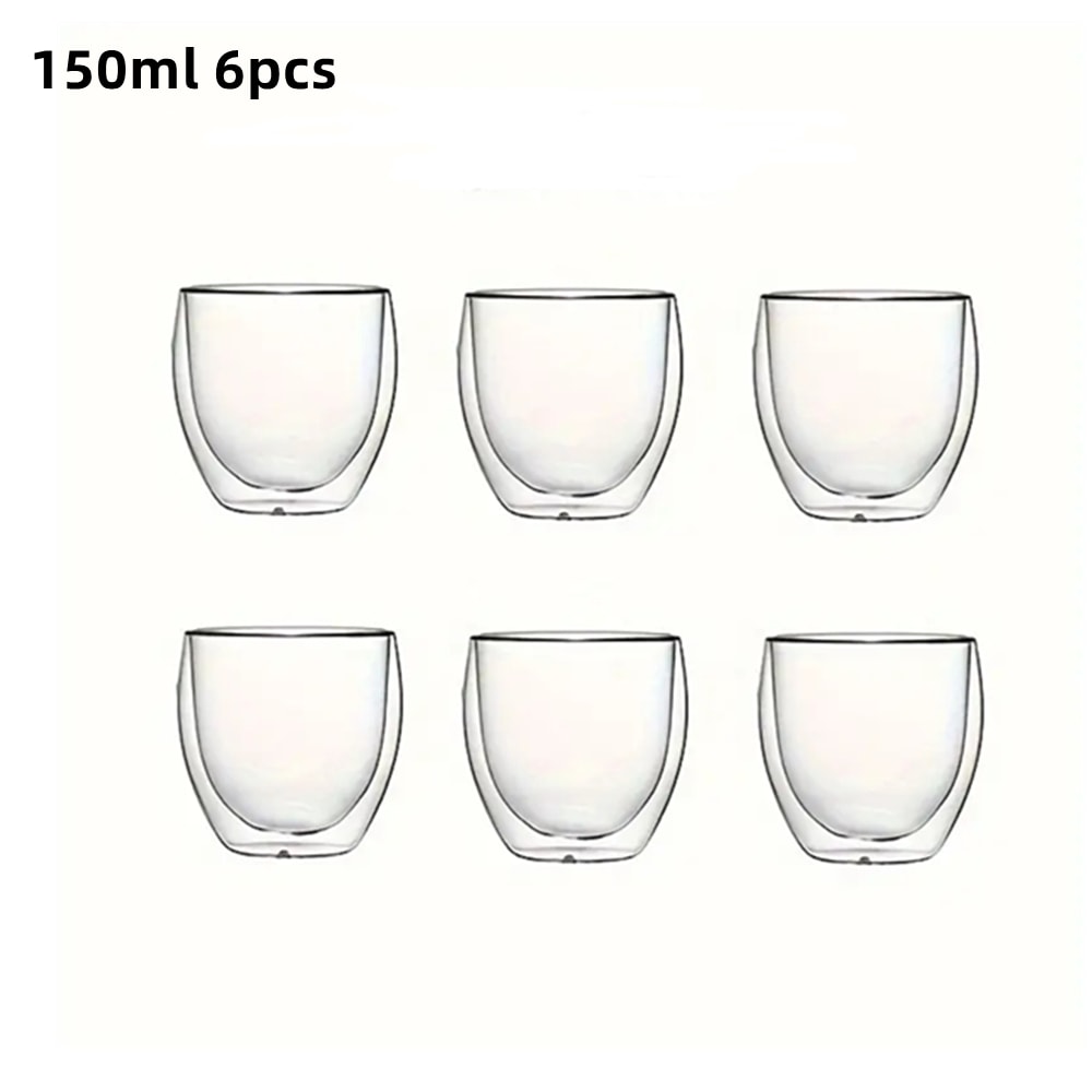 Double Wall Glass Espresso Cups Set Thermal Glass Coffee Cups Clear Insulated Coffee Mugs 7