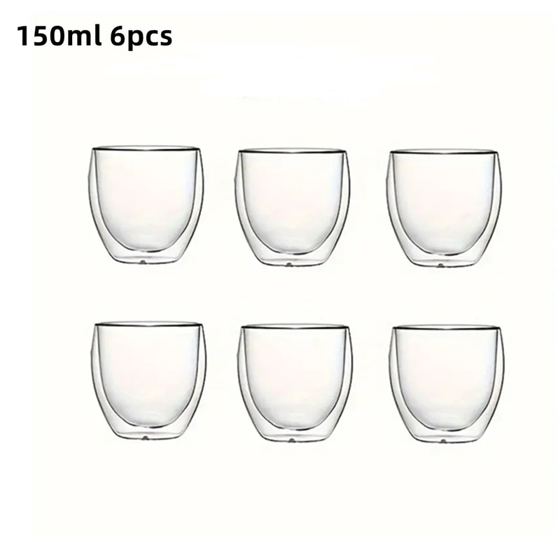 Double Wall Glass Espresso Cups Set Thermal Glass Coffee Cups Clear Insulated Coffee Mugs 7