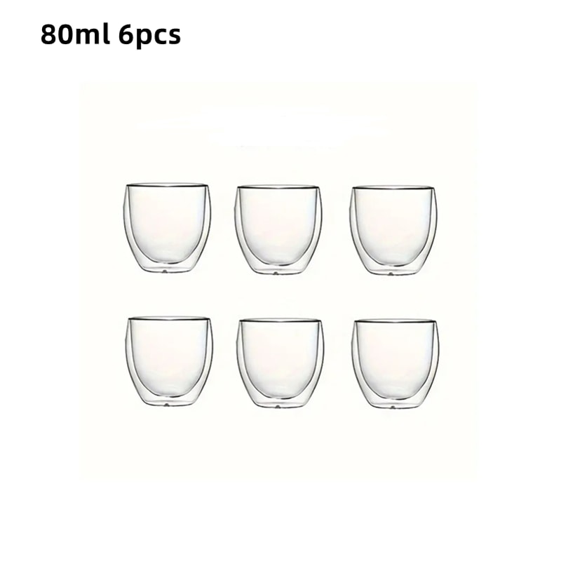 Double Wall Glass Espresso Cups Set Thermal Glass Coffee Cups Clear Insulated Coffee Mugs 6