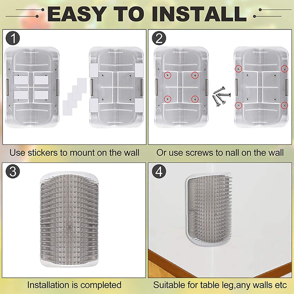 Self Grooming Cat Scratcher Brush Wall Mounted Cat Self Groomer Hair Remover Massager 7