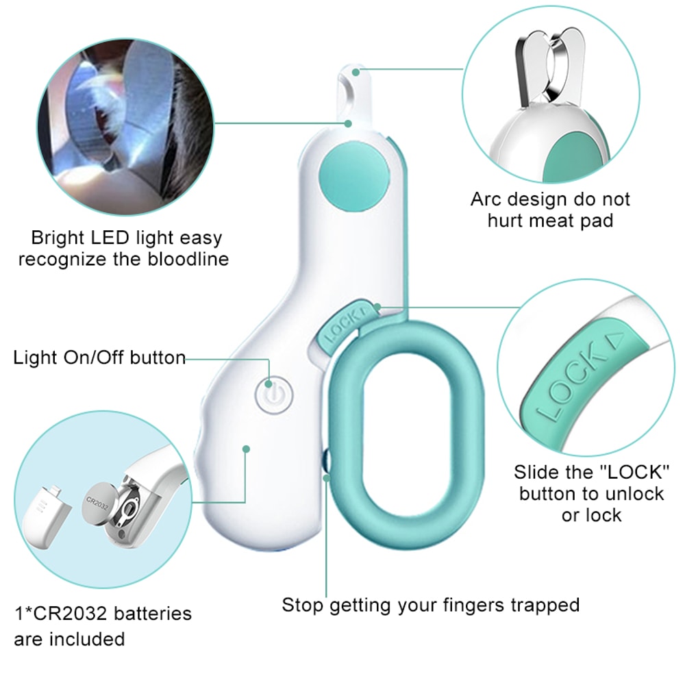 SafeTrim LED Pet Nail Clipper Precision Pet Nail Trimmer For Cats And Small Dogs 2